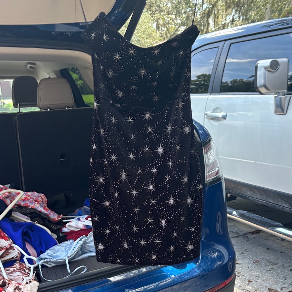 Superdown Black Starry Strapless Dress